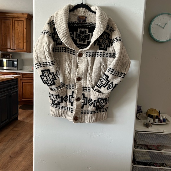 Pendleton x Free People Cream and Black Wool Cardigan - Picture 3 of 6